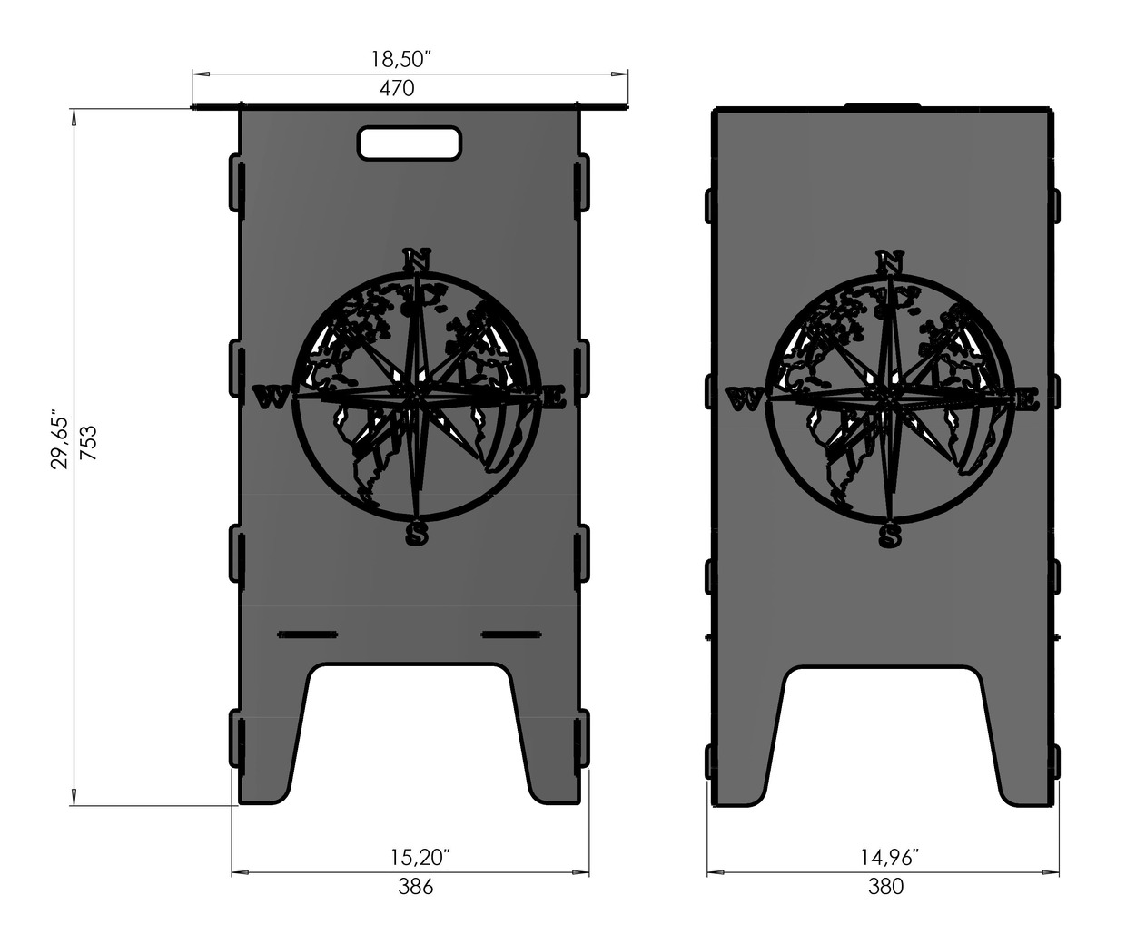 Compass Fire Pit Grill. DXF files for laser, plasma cutting. Фото 8