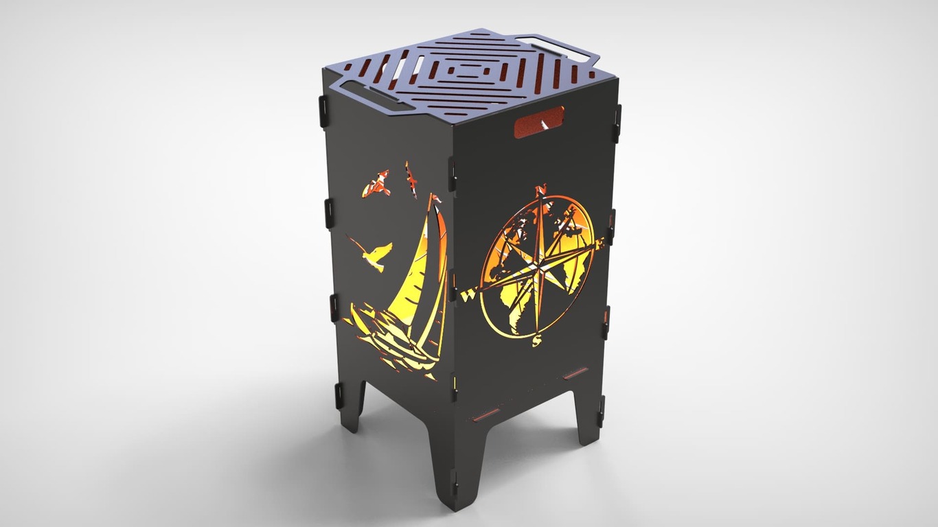 Compass and Sailboat Fire Pit Grill. DXF files for laser, plasma cutting. Фото 4