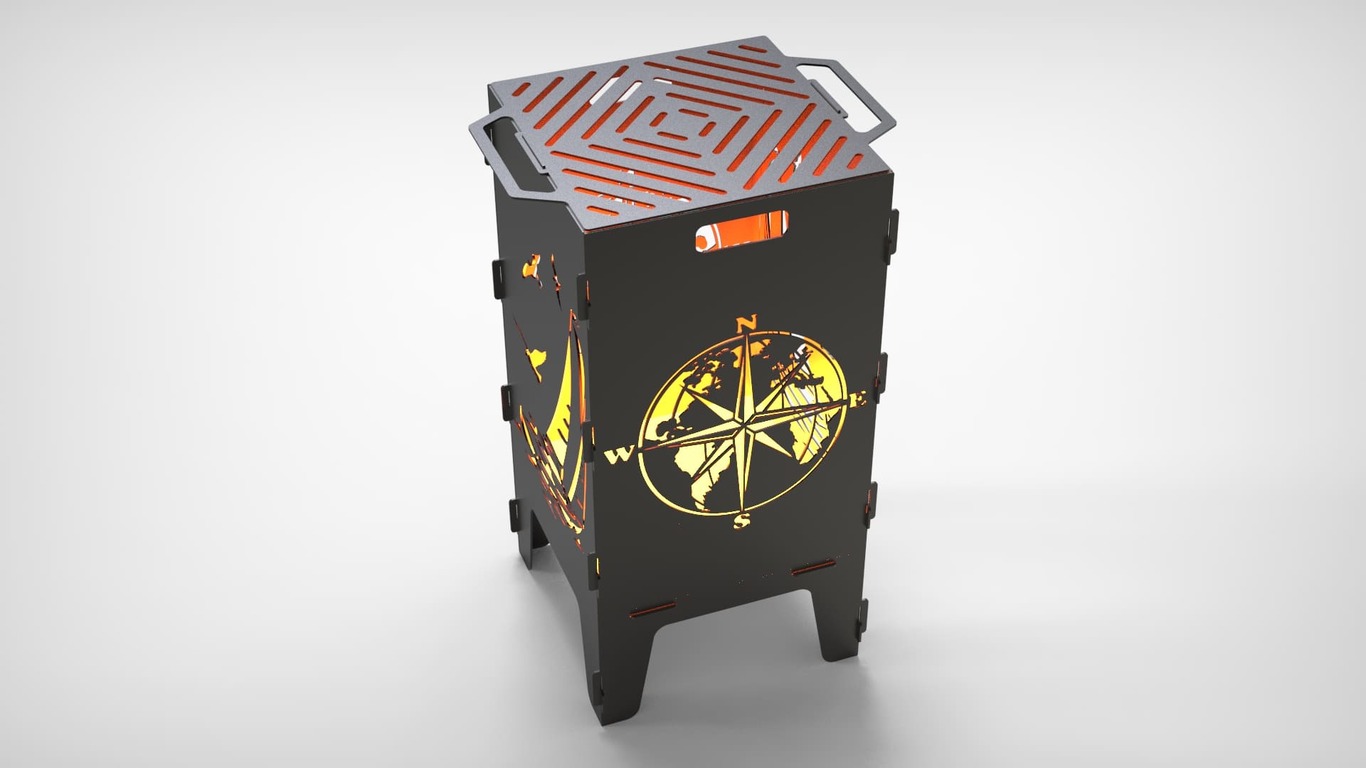 Compass and Sailboat Fire Pit Grill. DXF files for laser, plasma cutting. Фото 3