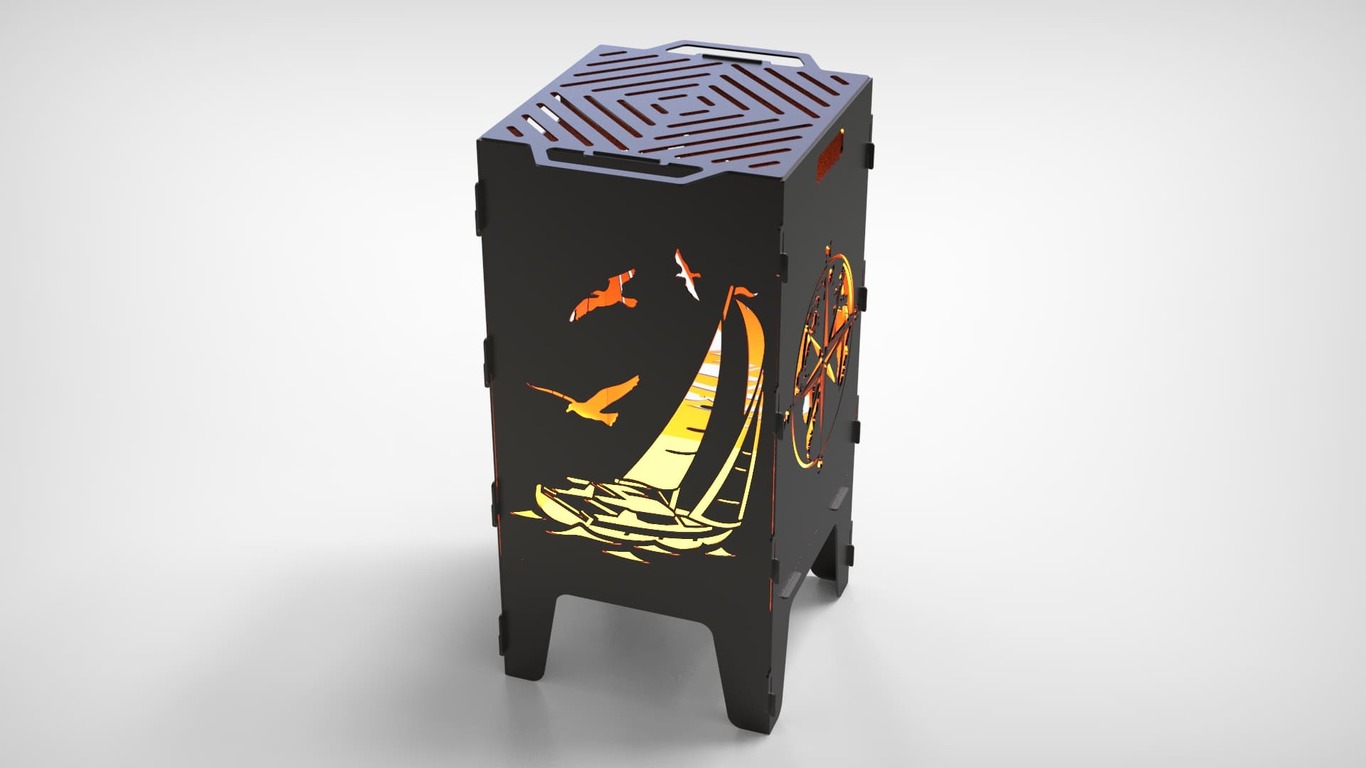 Compass and Sailboat Fire Pit Grill. DXF files for laser, plasma cutting. Фото 6