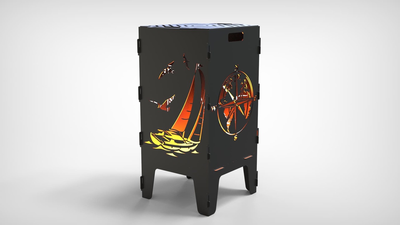Compass and Sailboat Fire Pit Grill. DXF files for laser, plasma cutting. Фото 7