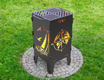 Compass and Sailboat Fire Pit Grill. DXF files for laser, plasma cutting