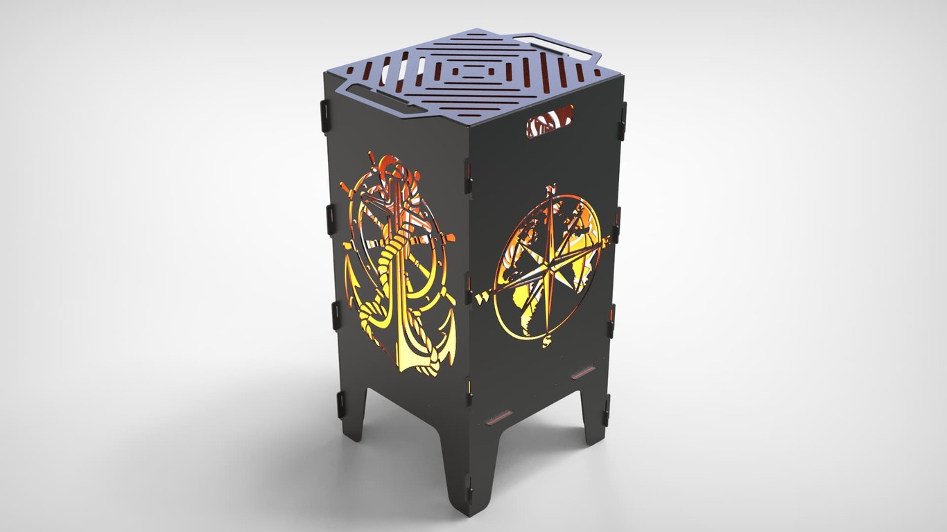 Compass and Anchor Fire Pit Grill. DXF files for laser, plasma cutting. Фото 2