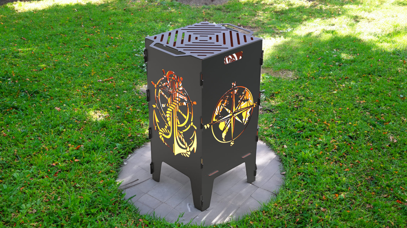 Compass and Anchor Fire Pit Grill. DXF files for laser, plasma cutting