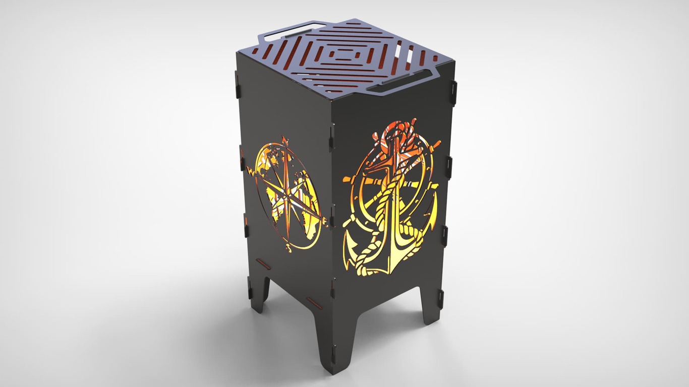 Compass and Anchor Fire Pit Grill. DXF files for laser, plasma cutting. Фото 4