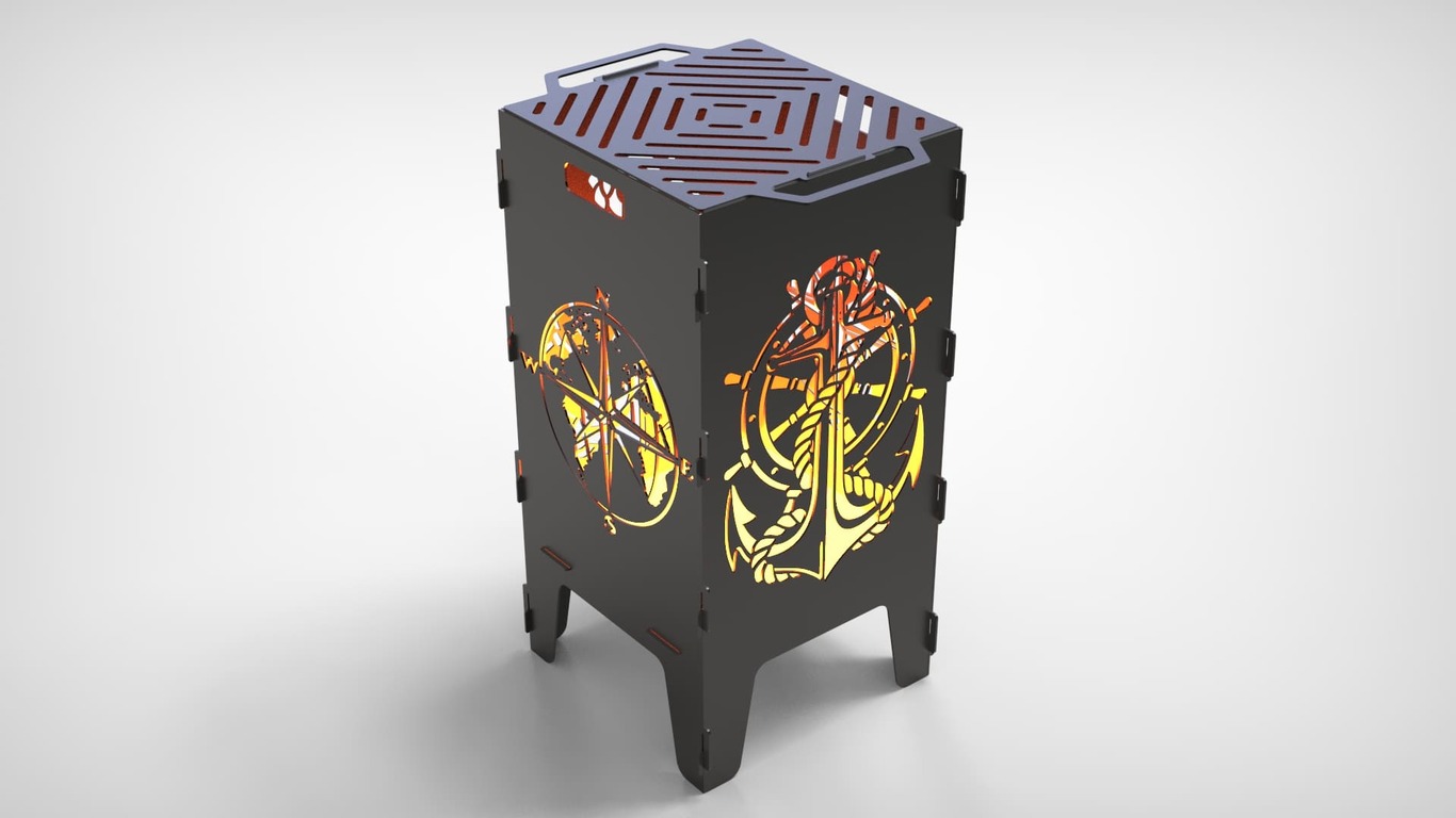 Compass and Anchor Fire Pit Grill. DXF files for laser, plasma cutting. Фото 5
