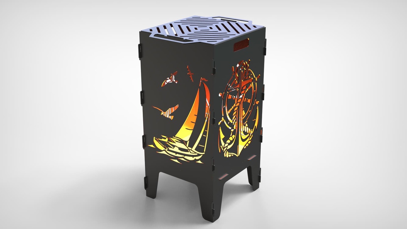 Anchor and Sailboat Fire Pit Grill. DXF files for laser, plasma cutting. Фото 3