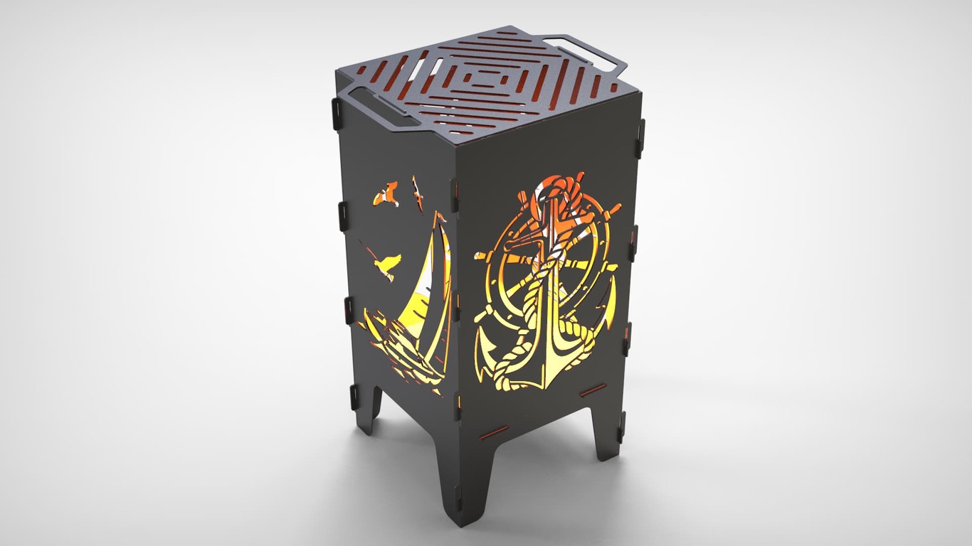 Anchor and Sailboat Fire Pit Grill. DXF files for laser, plasma cutting. Фото 5