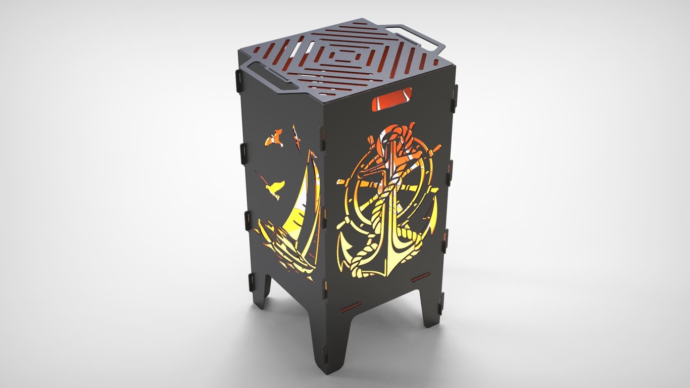 Anchor and Sailboat Fire Pit Grill. DXF files for laser, plasma cutting. Фото 4