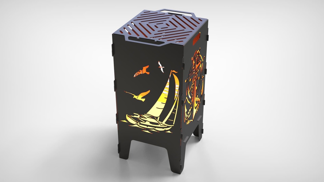 Anchor and Sailboat Fire Pit Grill. DXF files for laser, plasma cutting. Фото 6