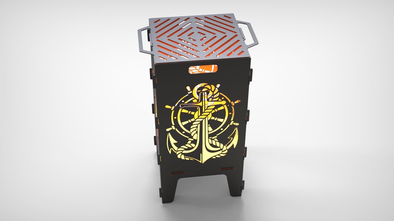 Anchor and Sailboat Fire Pit Grill. DXF files for laser, plasma cutting. Фото 7