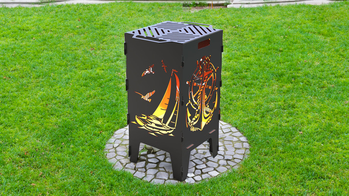 Anchor and Sailboat Fire Pit Grill. DXF files for laser, plasma cutting