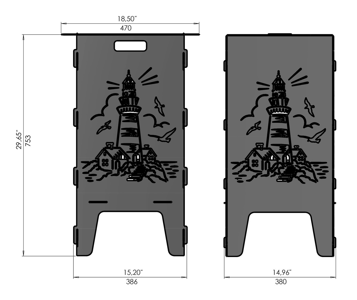 Lighthouse Fire Pit Grill. DXF files for laser, plasma cutting. Фото 8