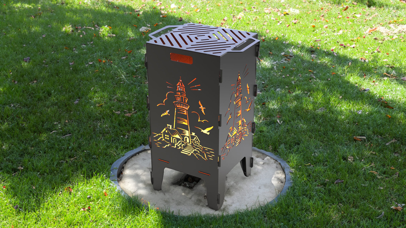Lighthouse Fire Pit Grill. DXF files for laser, plasma cutting