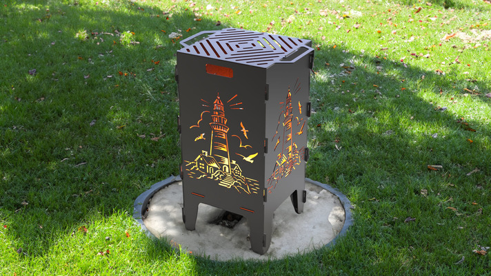 Lighthouse Fire Pit Grill. DXF files for laser, plasma cutting