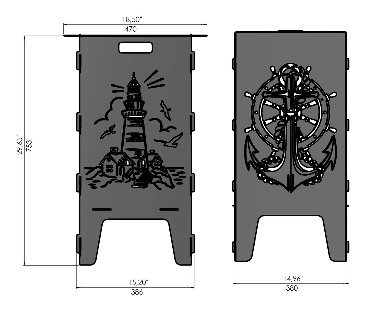 Lighthouse and Anchor Fire Pit Grill. DXF files for laser, plasma cutting. Фото 8