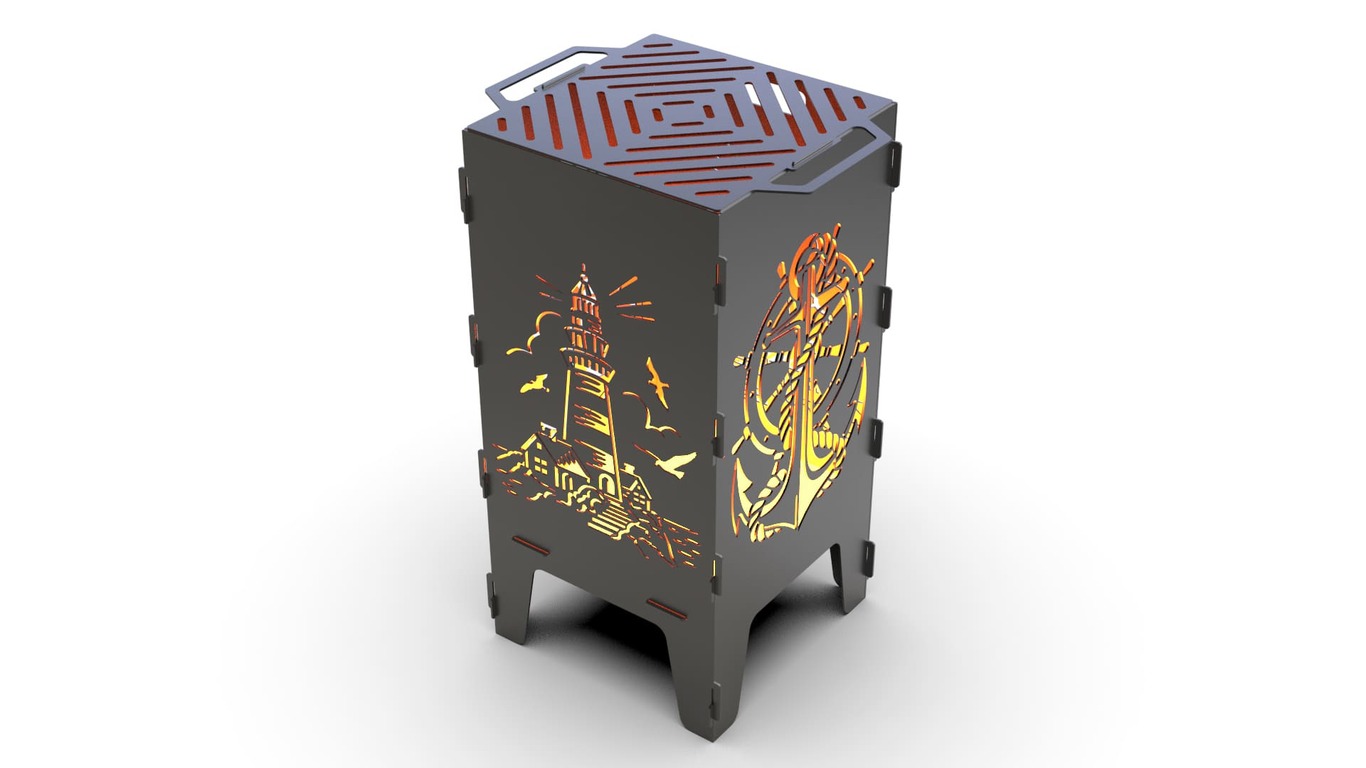 Lighthouse and Anchor Fire Pit Grill. DXF files for laser, plasma cutting. Фото 2