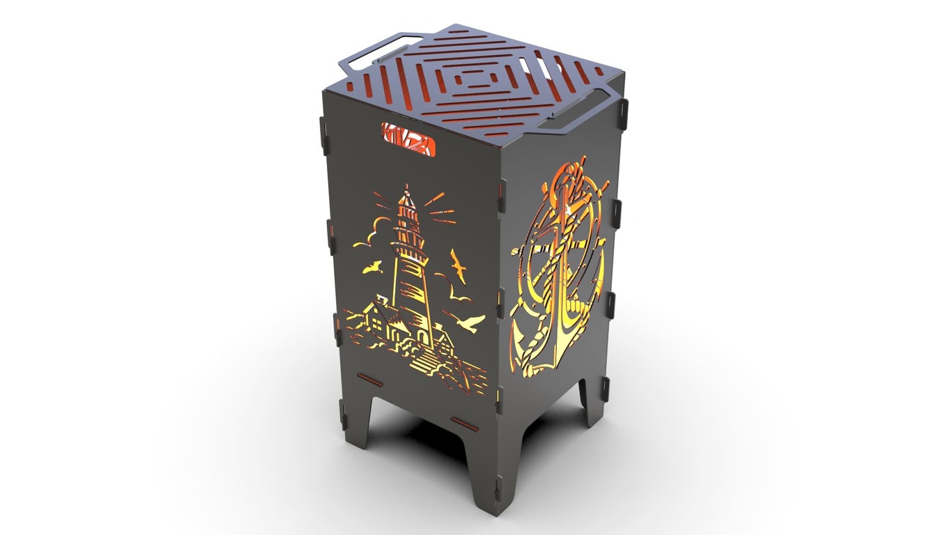Lighthouse and Anchor Fire Pit Grill. DXF files for laser, plasma cutting. Фото 3