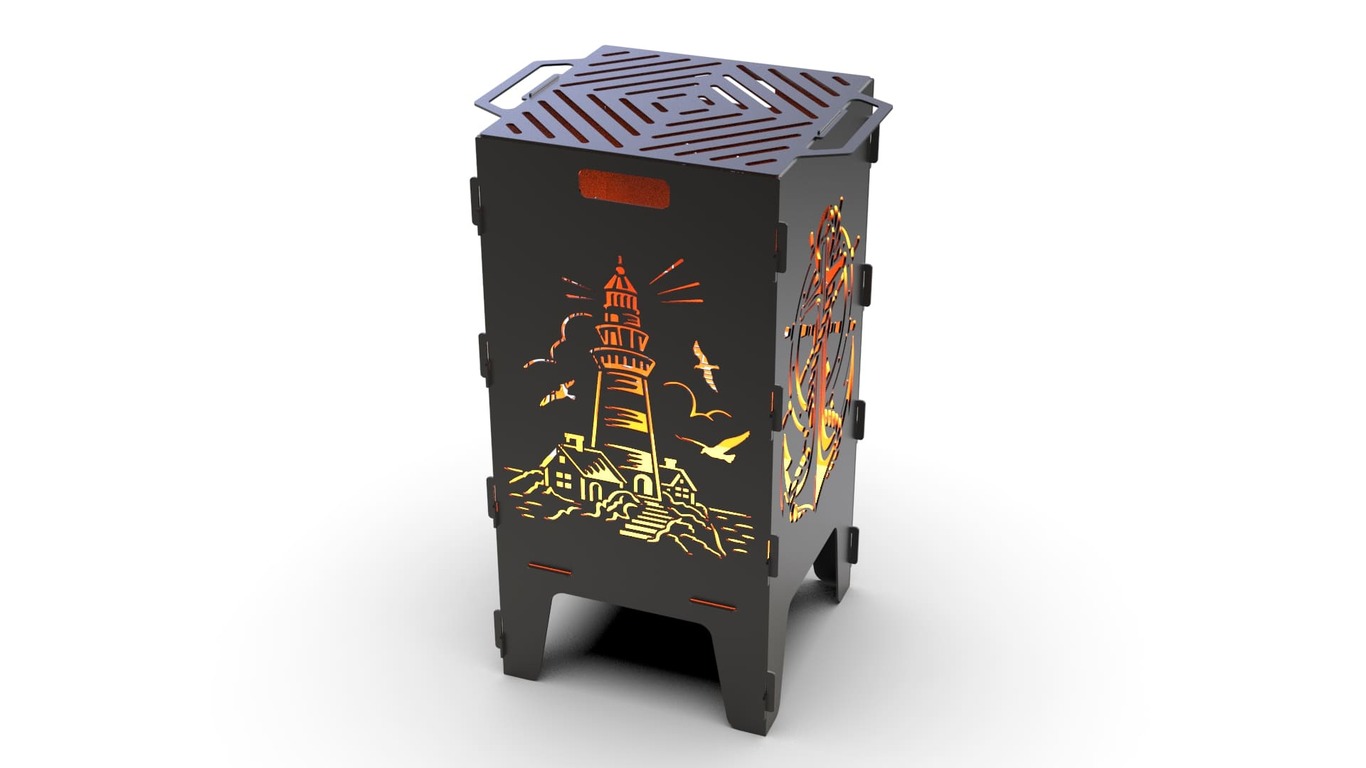 Lighthouse and Anchor Fire Pit Grill. DXF files for laser, plasma cutting. Фото 4