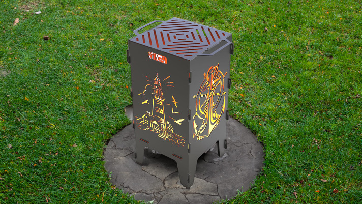 Lighthouse and Anchor Fire Pit Grill. DXF files for laser, plasma cutting