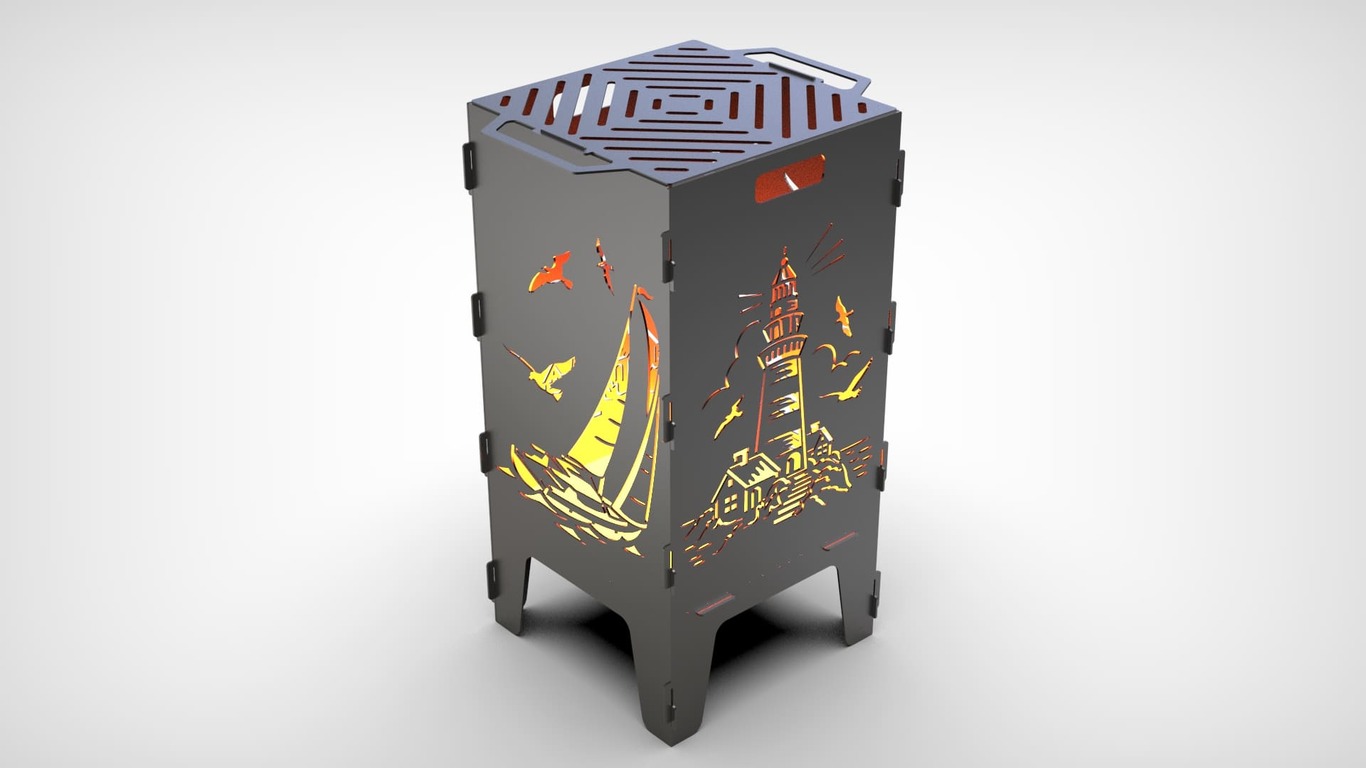 Lighthouse and Sailboat Fire Pit Grill. DXF files for laser, plasma cutting. Фото 4
