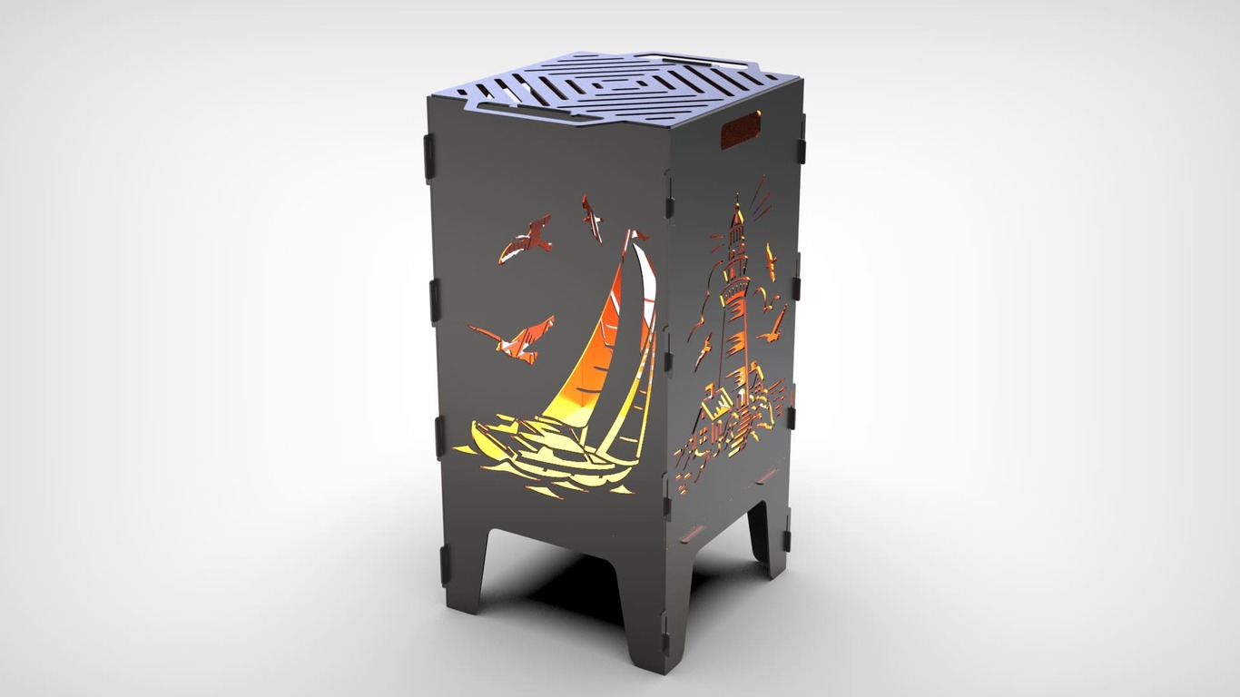 Lighthouse and Sailboat Fire Pit Grill. DXF files for laser, plasma cutting. Фото 3