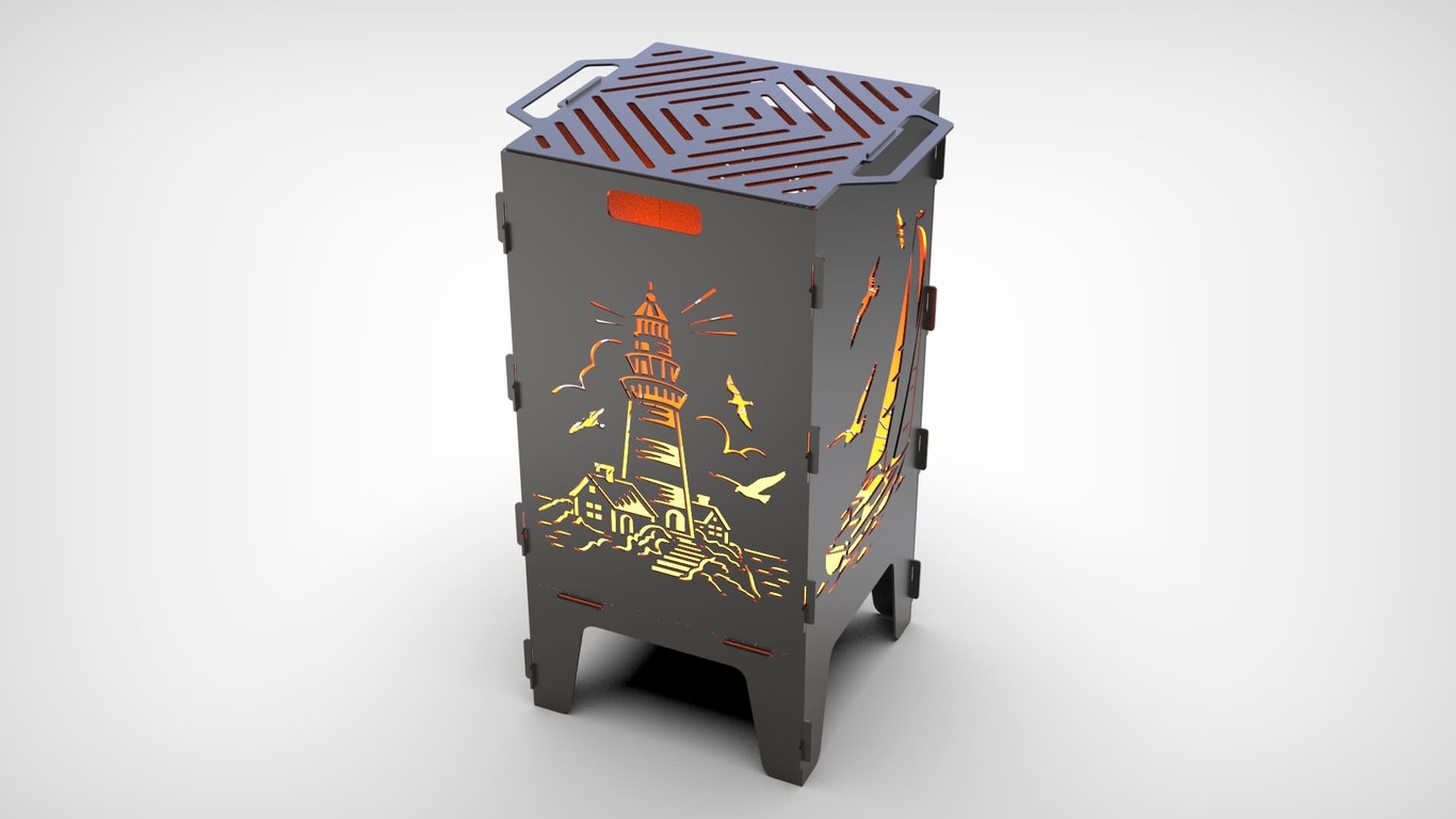 Lighthouse and Sailboat Fire Pit Grill. DXF files for laser, plasma cutting. Фото 6