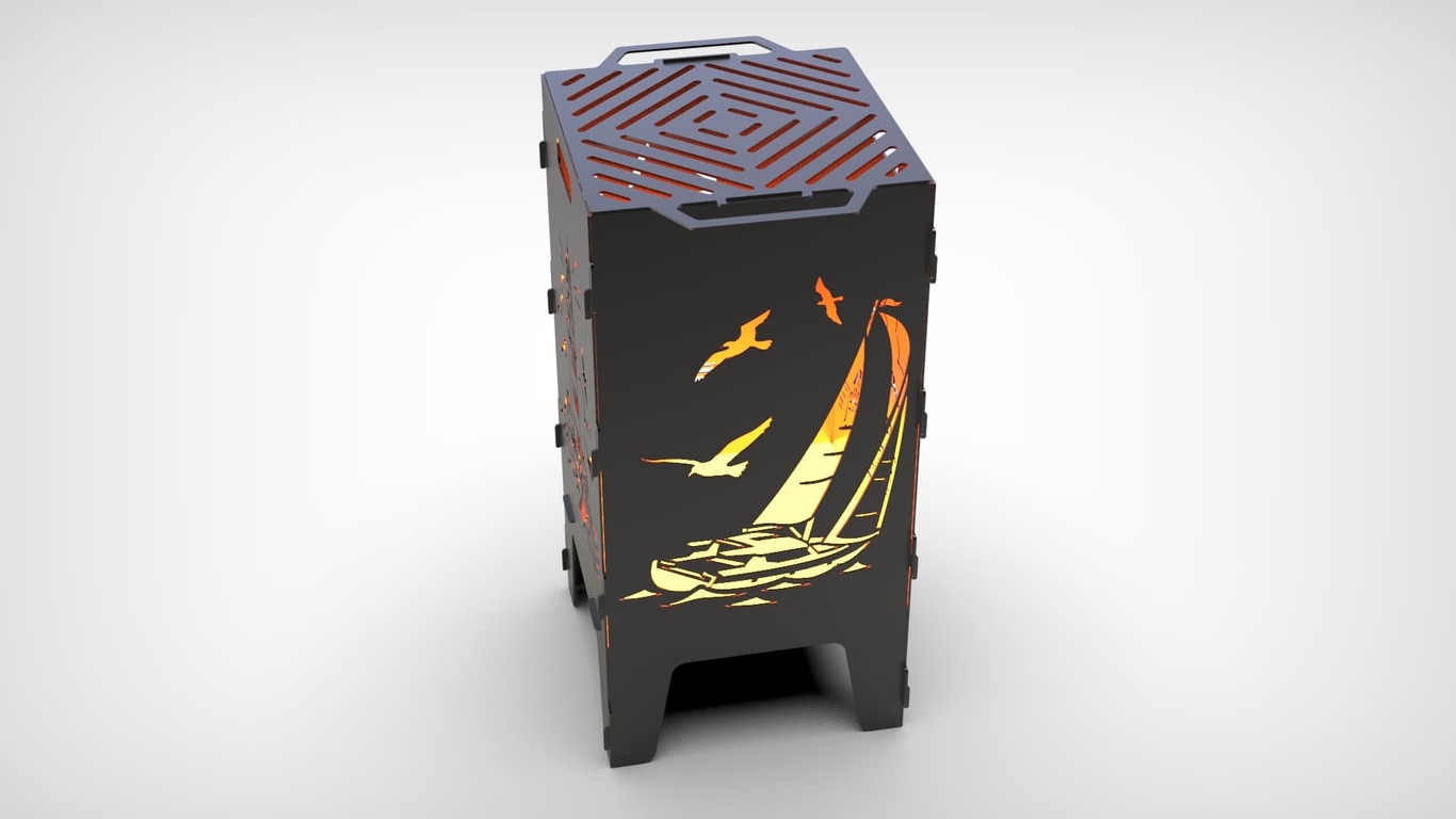 Lighthouse and Sailboat Fire Pit Grill. DXF files for laser, plasma cutting. Фото 5