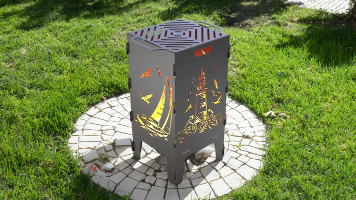 Lighthouse and Sailboat Fire Pit Grill. DXF files for laser, plasma cutting