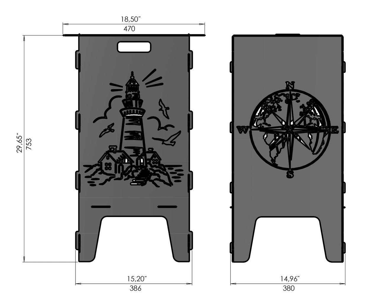 Lighthouse and Compass Fire Pit Grill. DXF files for laser, plasma cutting. Фото 8