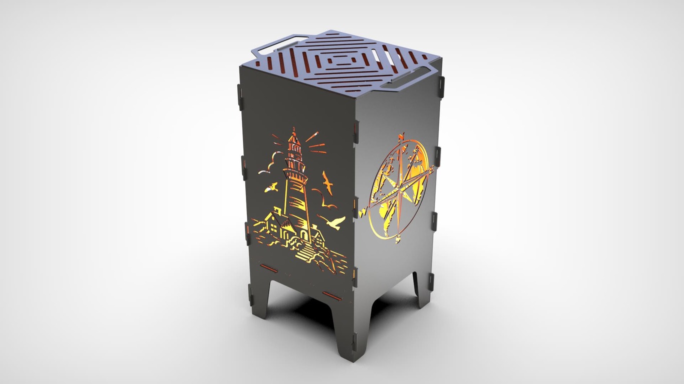 Lighthouse and Compass Fire Pit Grill. DXF files for laser, plasma cutting. Фото 2