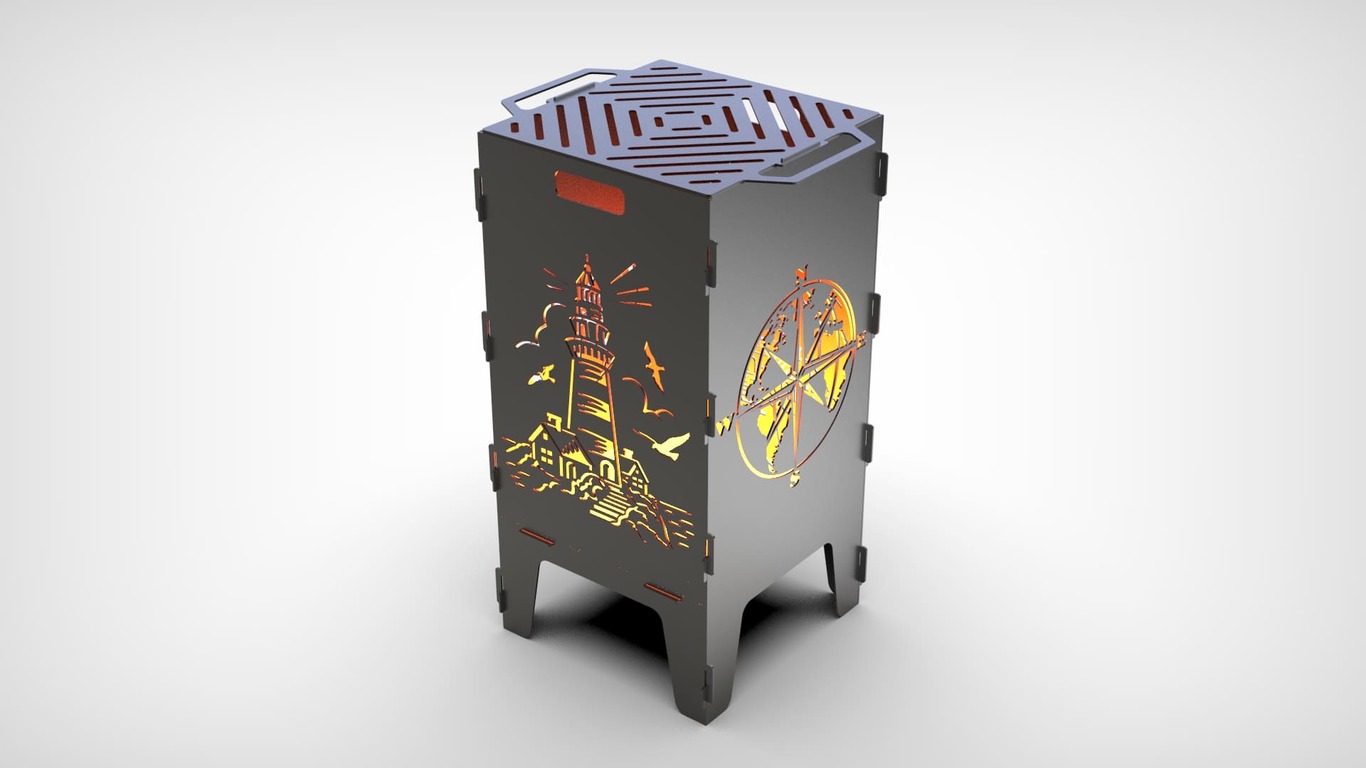 Lighthouse and Compass Fire Pit Grill. DXF files for laser, plasma cutting. Фото 3