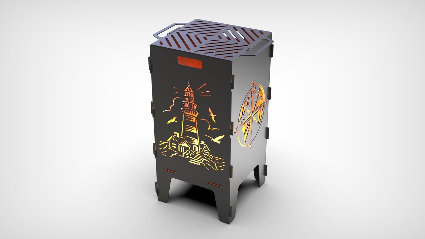 Lighthouse and Compass Fire Pit Grill. DXF files for laser, plasma cutting. Фото 4