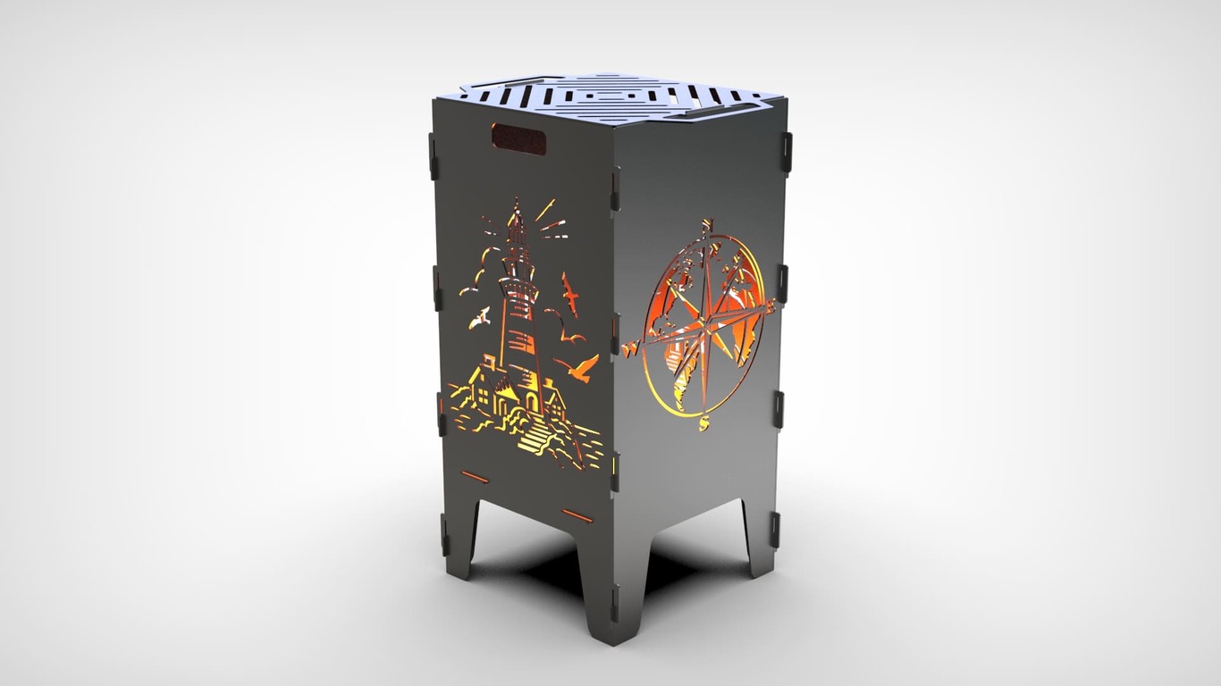 Lighthouse and Compass Fire Pit Grill. DXF files for laser, plasma cutting. Фото 7