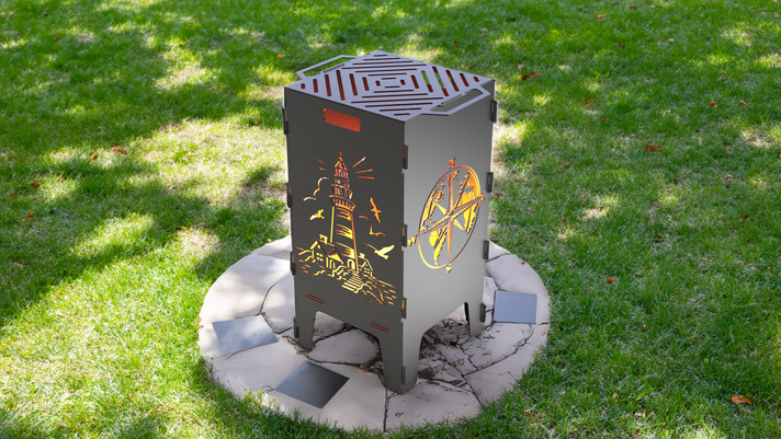 Lighthouse and Compass Fire Pit Grill. DXF files for laser, plasma cutting