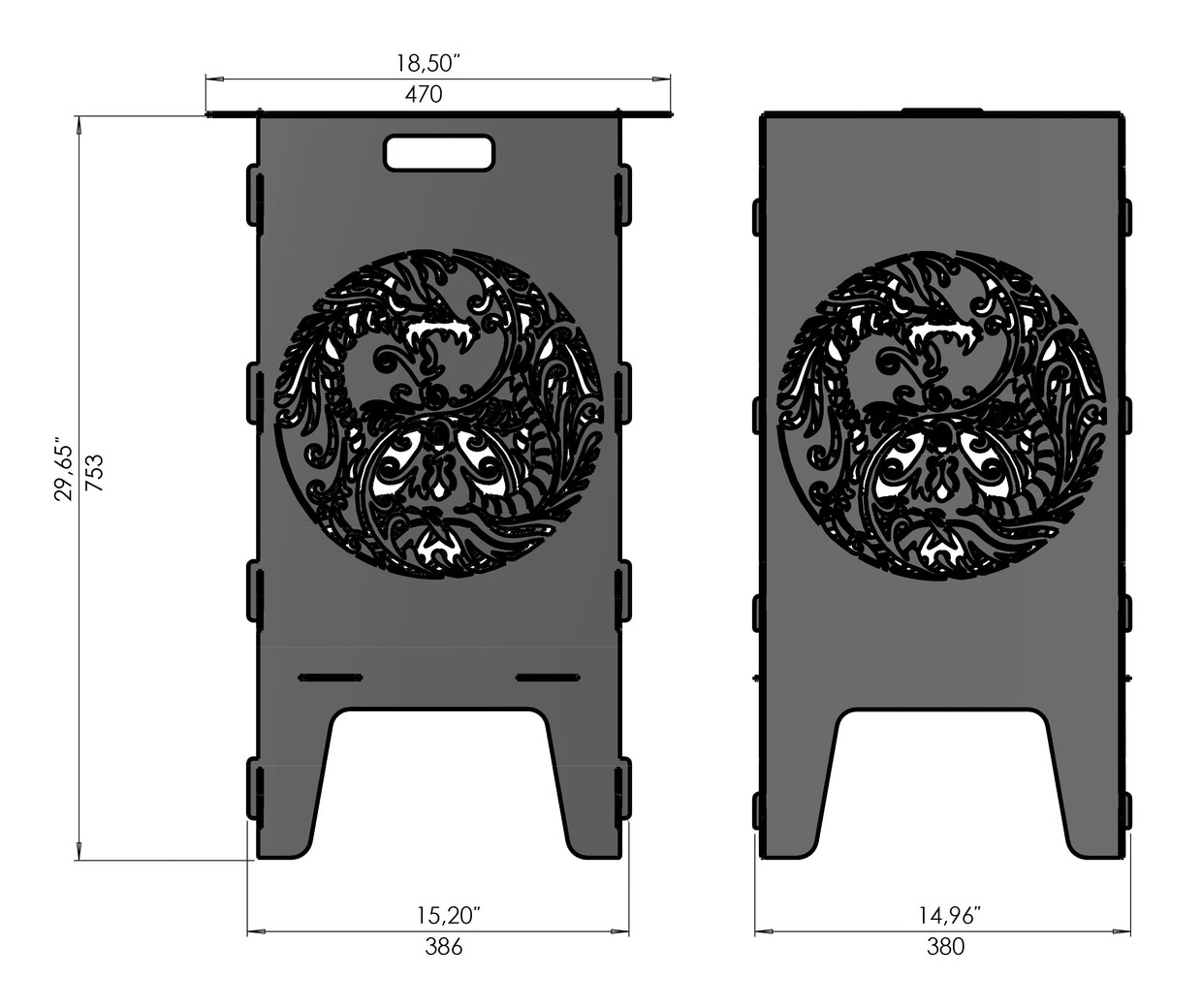 Yin and yang Fire Pit Grill. DXF files for laser, plasma cutting. Фото 7