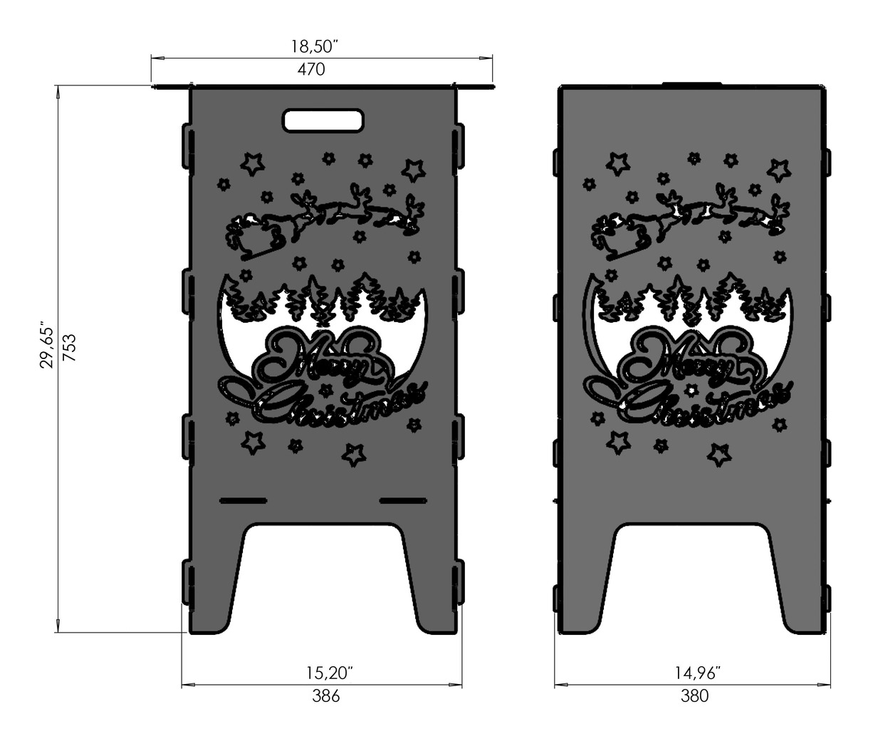 Merry Christmas Fire Pit Grill. DXF files for laser, plasma cutting. Фото 10