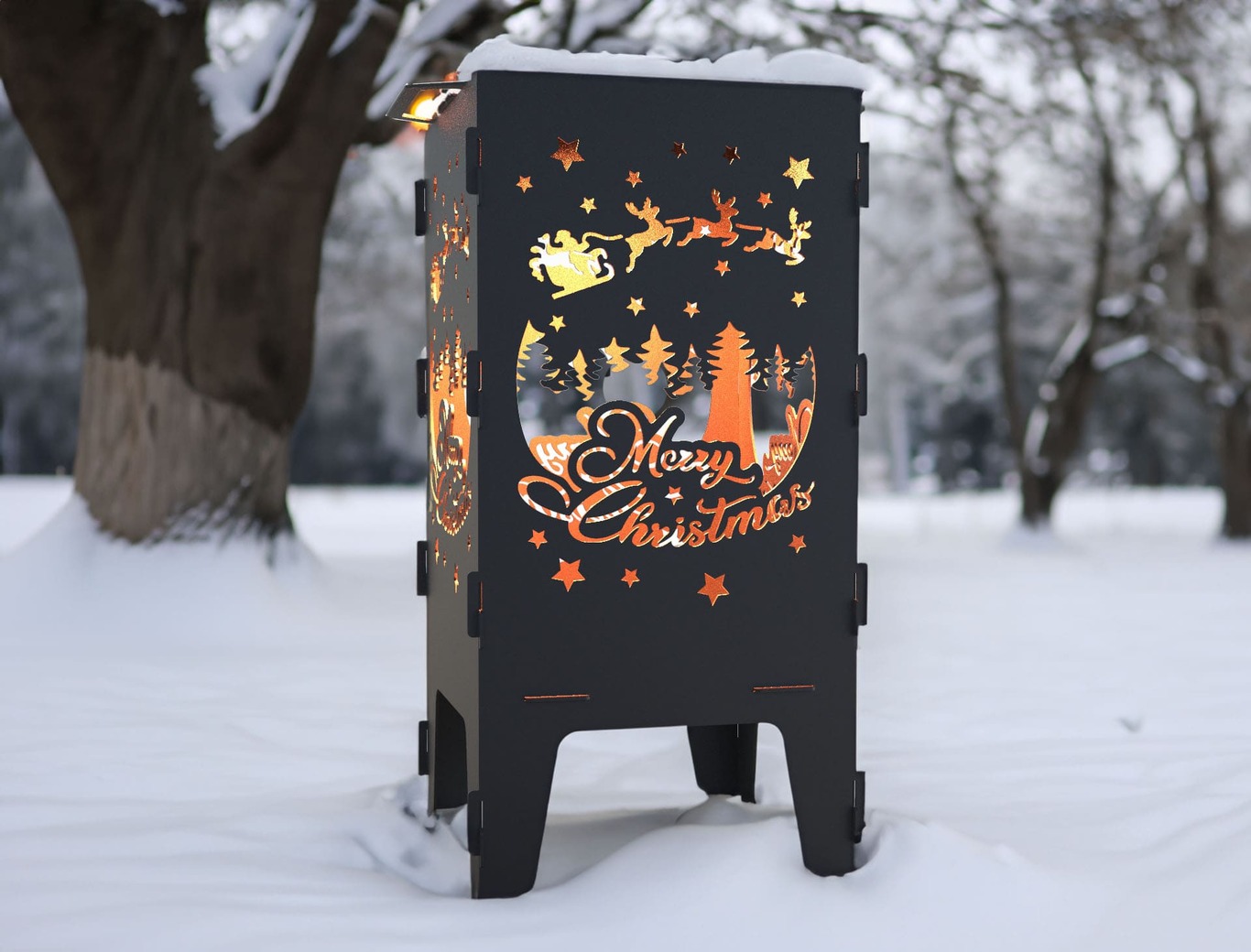 Merry Christmas Fire Pit Grill. DXF files for laser, plasma cutting
