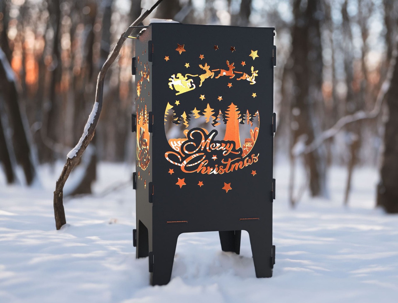 Merry Christmas Fire Pit Grill. DXF files for laser, plasma cutting. Фото 2
