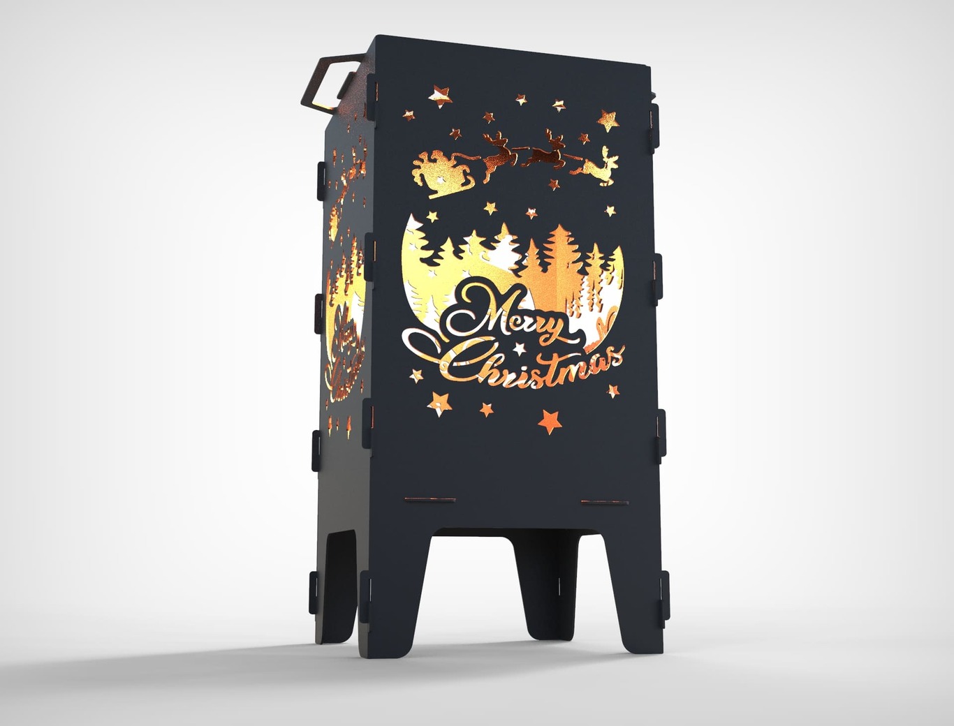 Merry Christmas Fire Pit Grill. DXF files for laser, plasma cutting. Фото 4