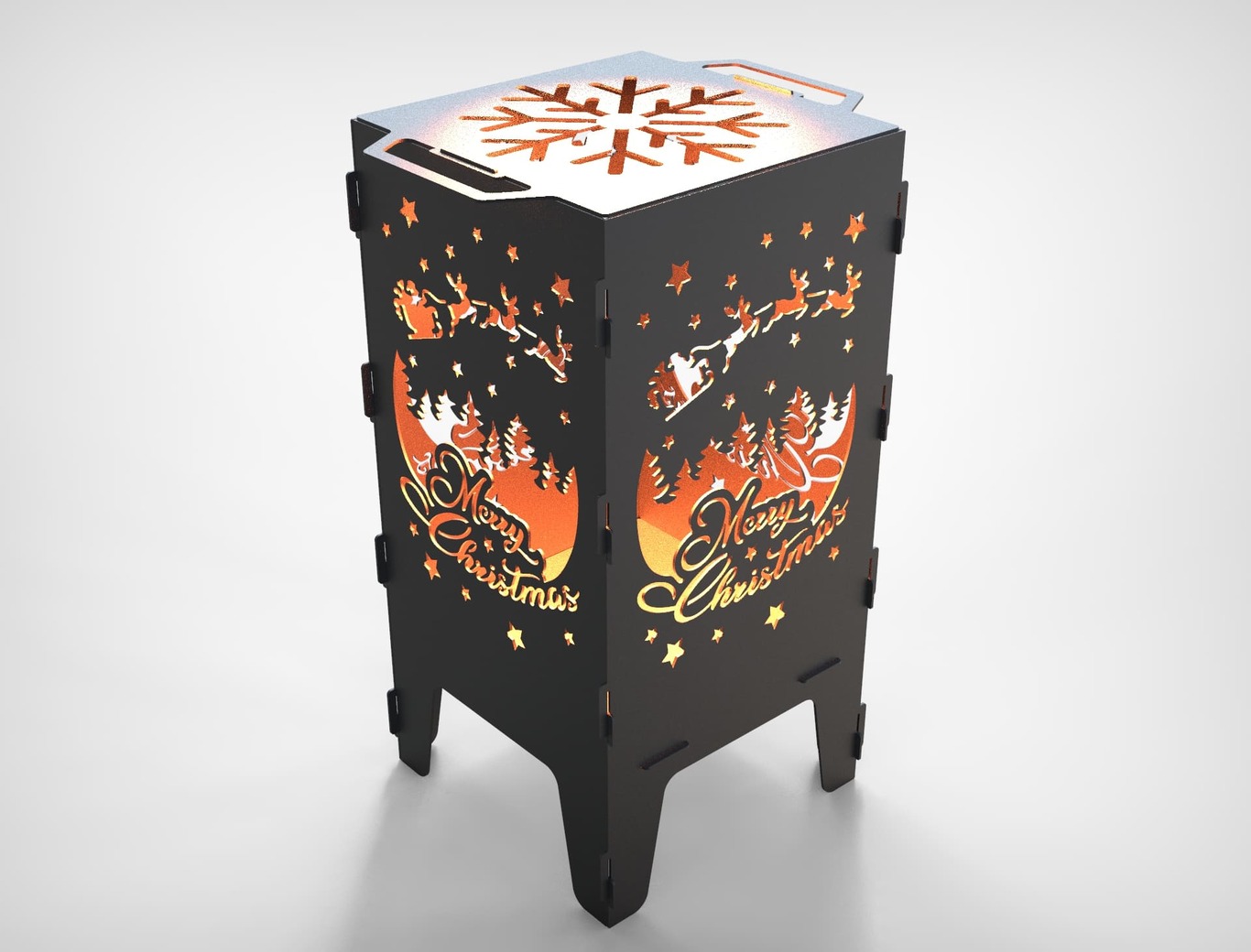 Merry Christmas Fire Pit Grill. DXF files for laser, plasma cutting. Фото 7