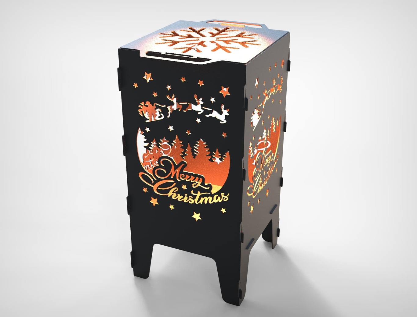 Merry Christmas Fire Pit Grill. DXF files for laser, plasma cutting. Фото 6