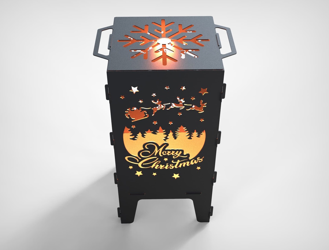 Merry Christmas Fire Pit Grill. DXF files for laser, plasma cutting. Фото 9