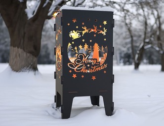 Merry Christmas Fire Pit Grill. DXF files for laser, plasma cutting