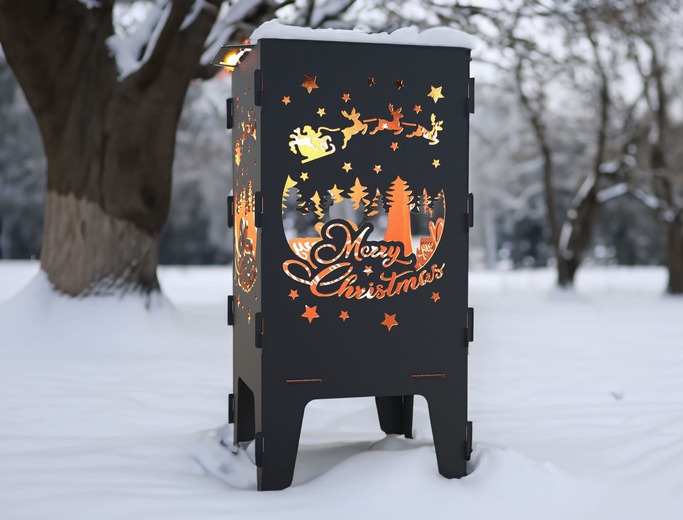 Merry Christmas Fire Pit Grill. DXF files for laser, plasma cutting