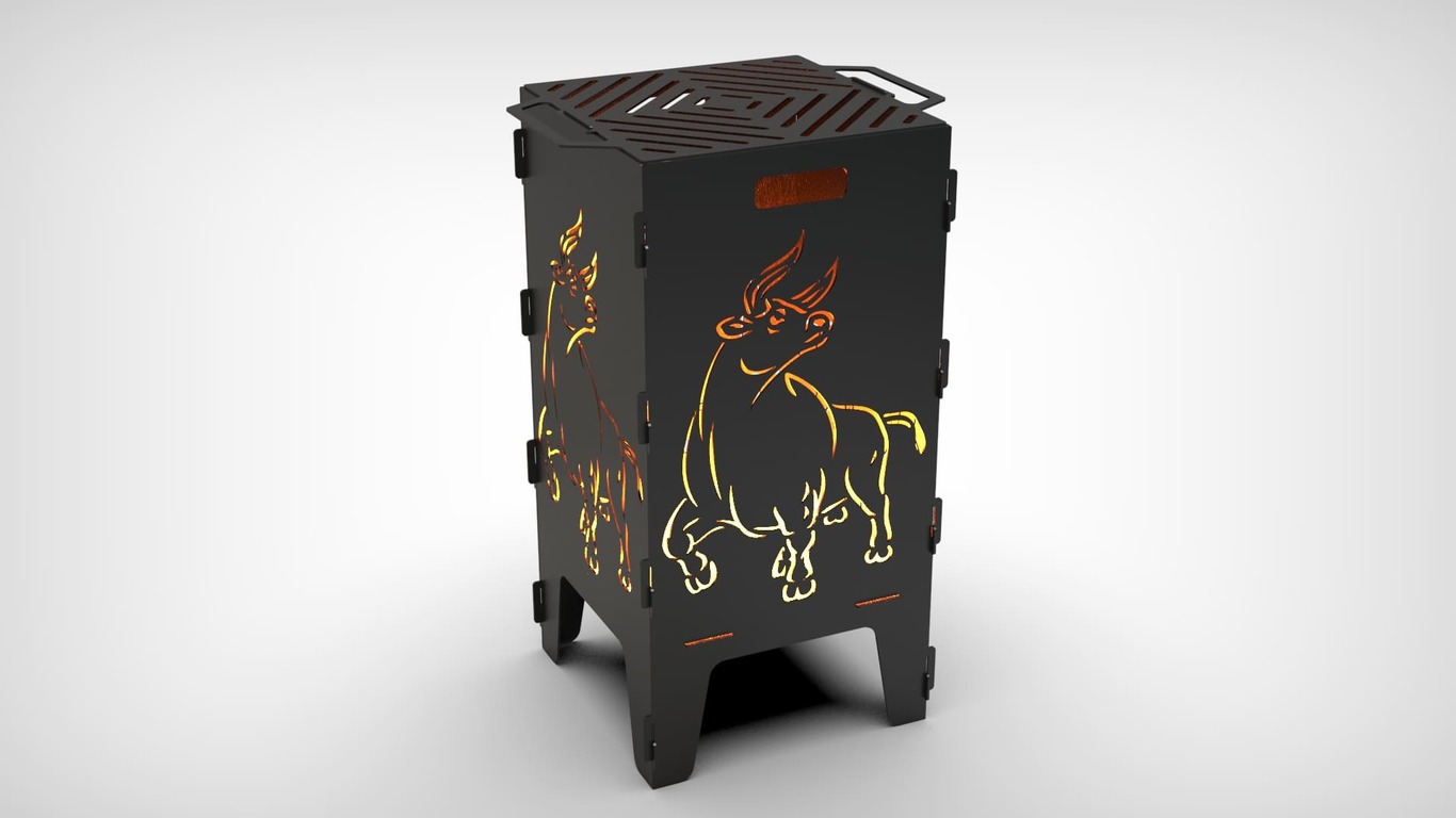 Bull Fire Pit Grill. DXF files for laser, plasma cutting. Фото 3