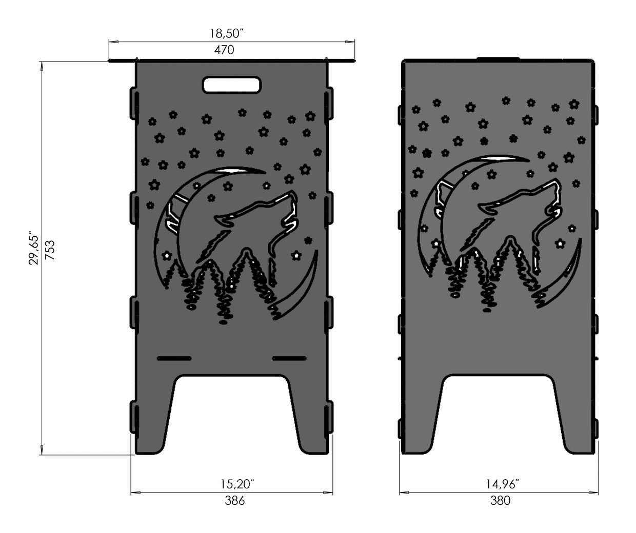 Wolf Fire Pit Grill. DXF files for laser, plasma cutting. Фото 15