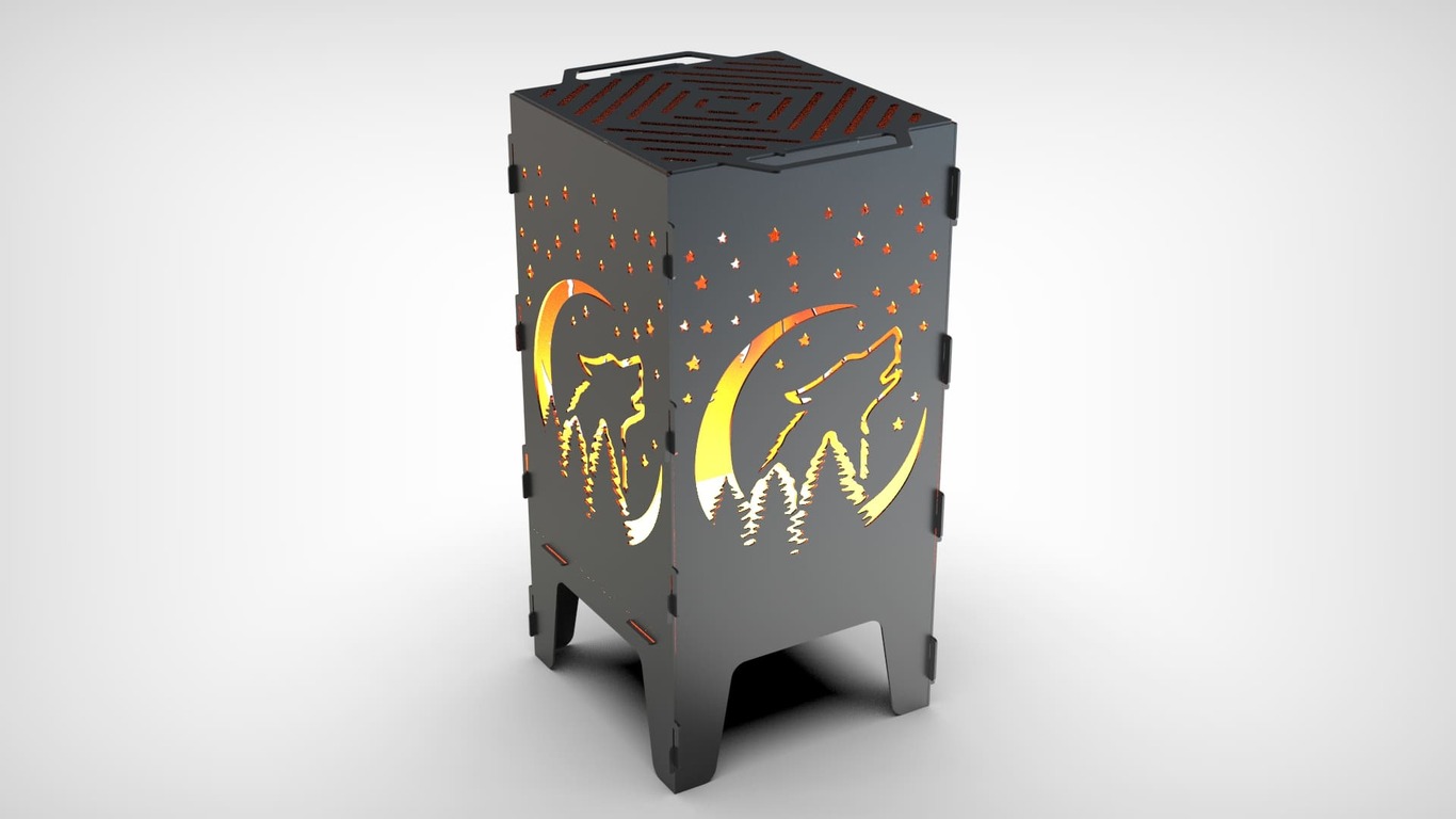 Wolf Fire Pit Grill. DXF files for laser, plasma cutting. Фото 2