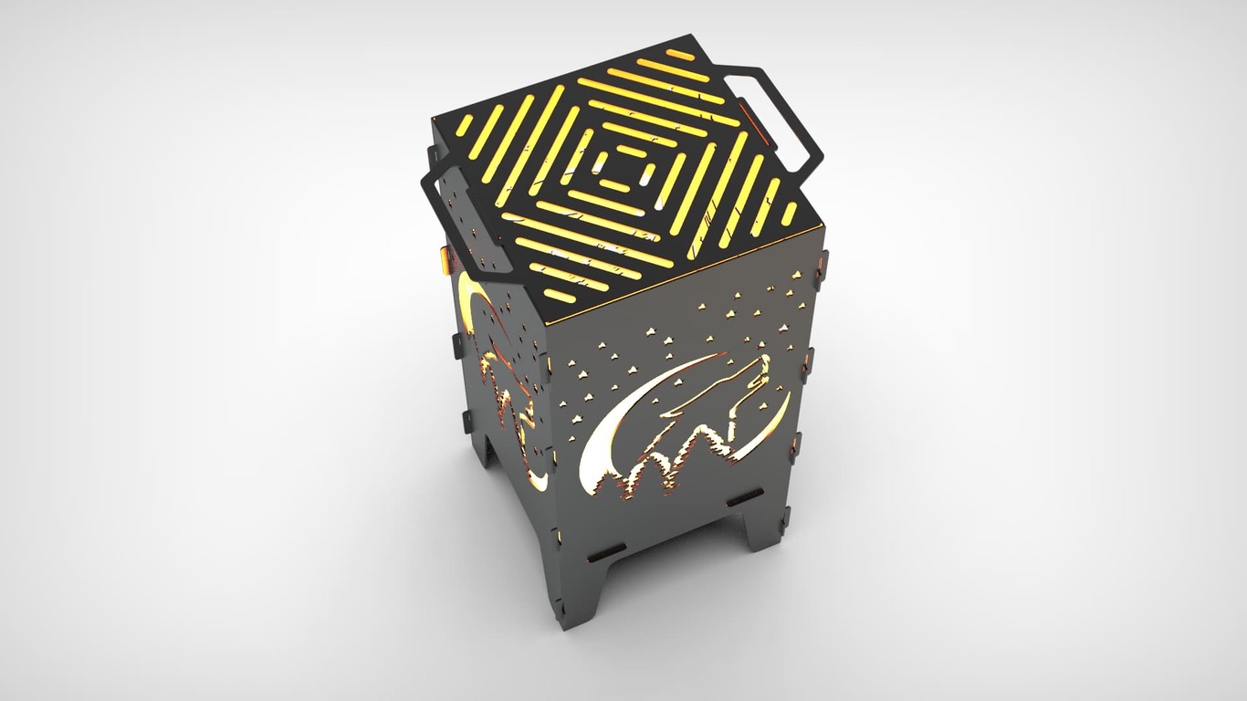 Wolf Fire Pit Grill. DXF files for laser, plasma cutting. Фото 5