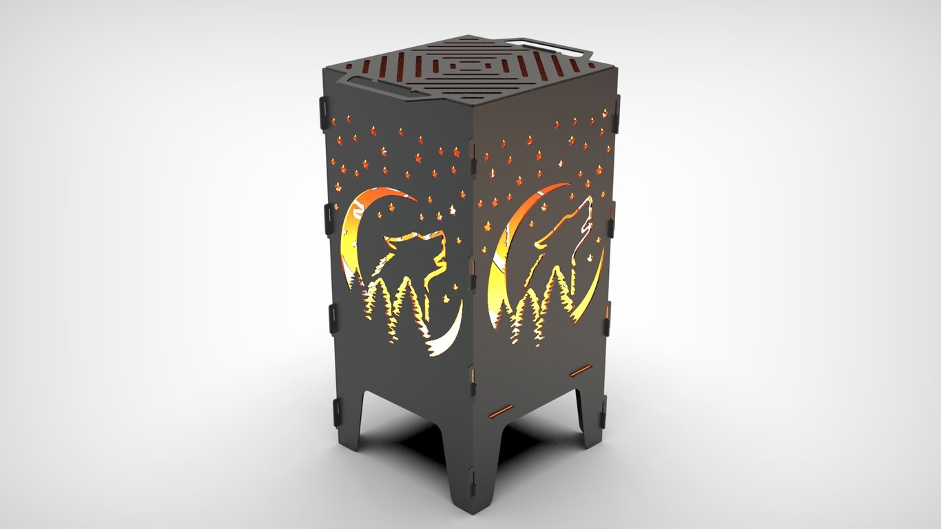 Wolf Fire Pit Grill. DXF files for laser, plasma cutting. Фото 6